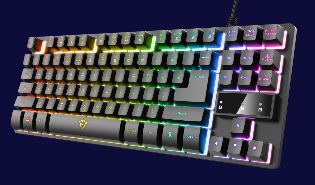 Trust Clavier Gaming Tkl En Métal Avec éclairage Led Multicolore